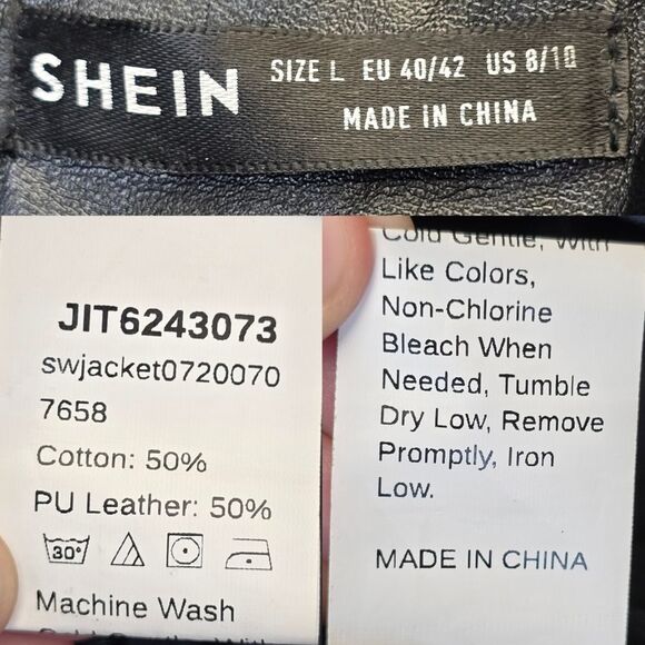 SHEIN Women's L Black Zip Puffer Crop Jacket - Picture 16 of 16